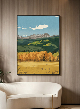 现代轻奢客厅靠山风景抽象挂画沙发背景墙壁画玄关治愈艺术挂画