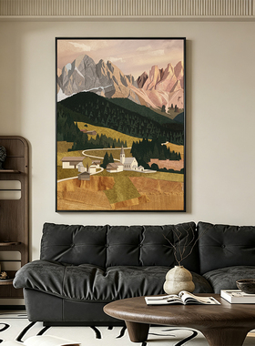现代轻奢客厅靠山风景抽象挂画沙发背景墙壁画玄关治愈艺术挂画