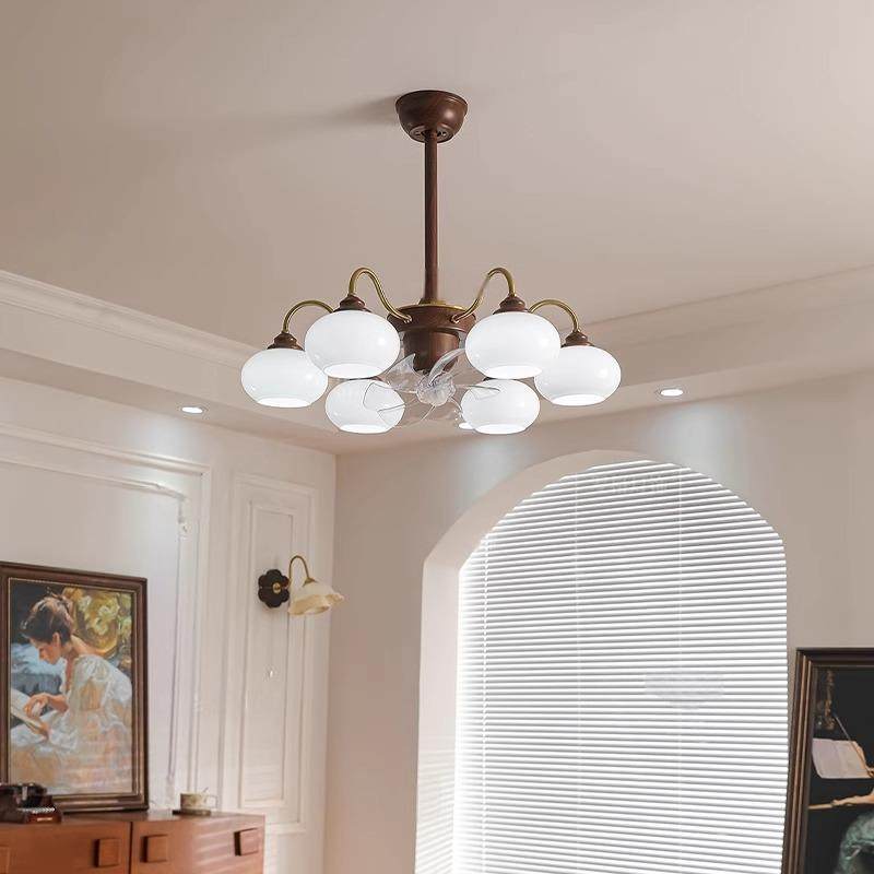 中古风客厅吊灯高端法式美式复古餐厅卧室书房主灯柿子一体风扇灯,淘宝优惠券,粉丝福利购,淘宝优惠卷