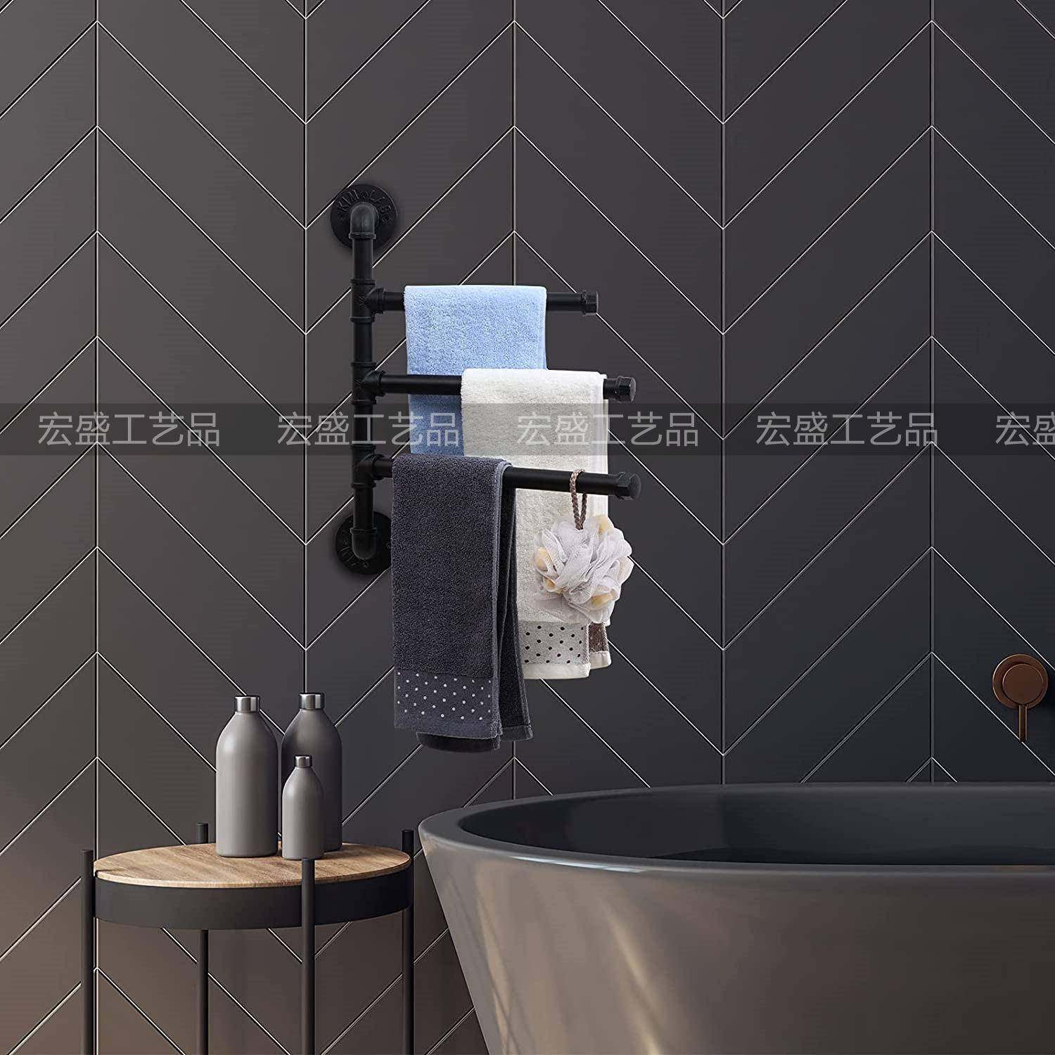 壁挂浴室旋转毛巾架杆浴室挂件浴巾架铁艺毛巾收纳置物架,淘宝优惠券,粉丝福利购,淘宝优惠卷