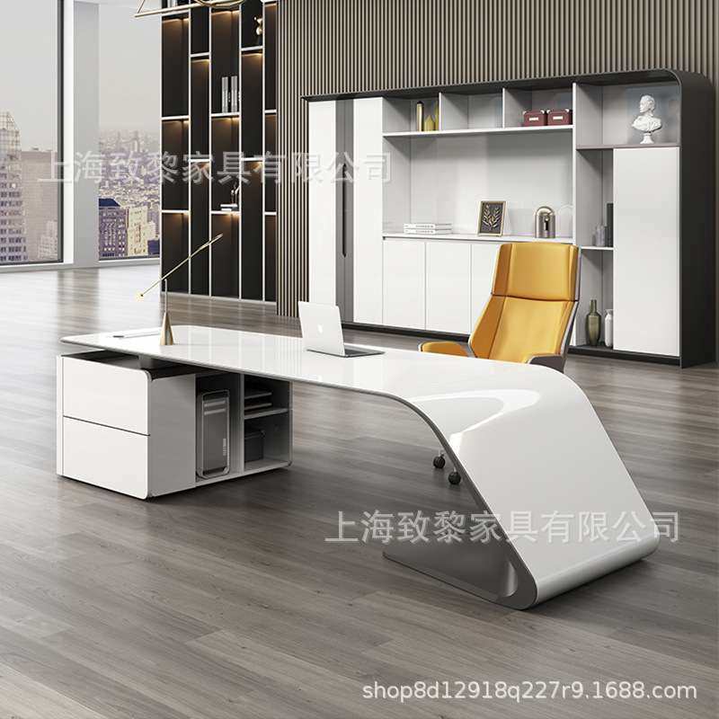烤漆老板桌经理大班台轻奢办公简约现代总裁桌时尚主管桌现代风,淘宝优惠券,粉丝福利购,淘宝优惠卷