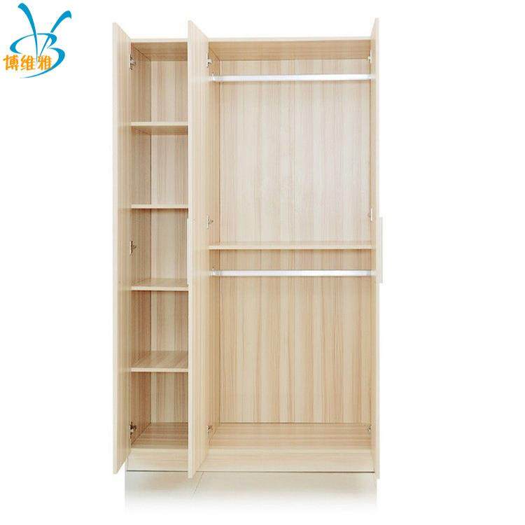 办公家具现代卧室衣柜欧式双开三四门3门4门板式木质柜衣柜 - 图3