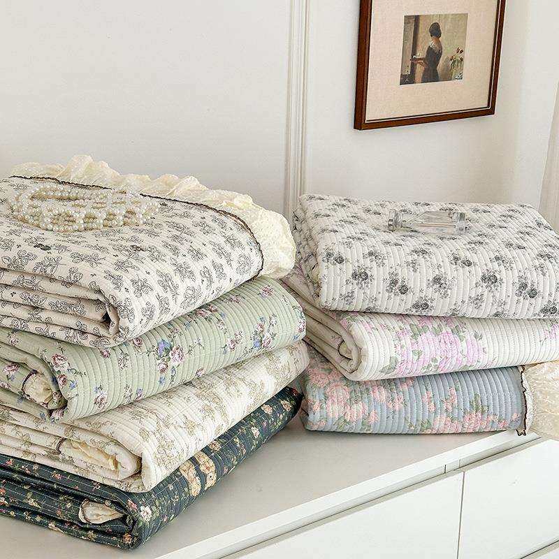法式田园碎花小清新全棉花边床盖三件套高温砂洗夹棉绗缝防滑床单,淘宝优惠券,粉丝福利购,淘宝优惠卷