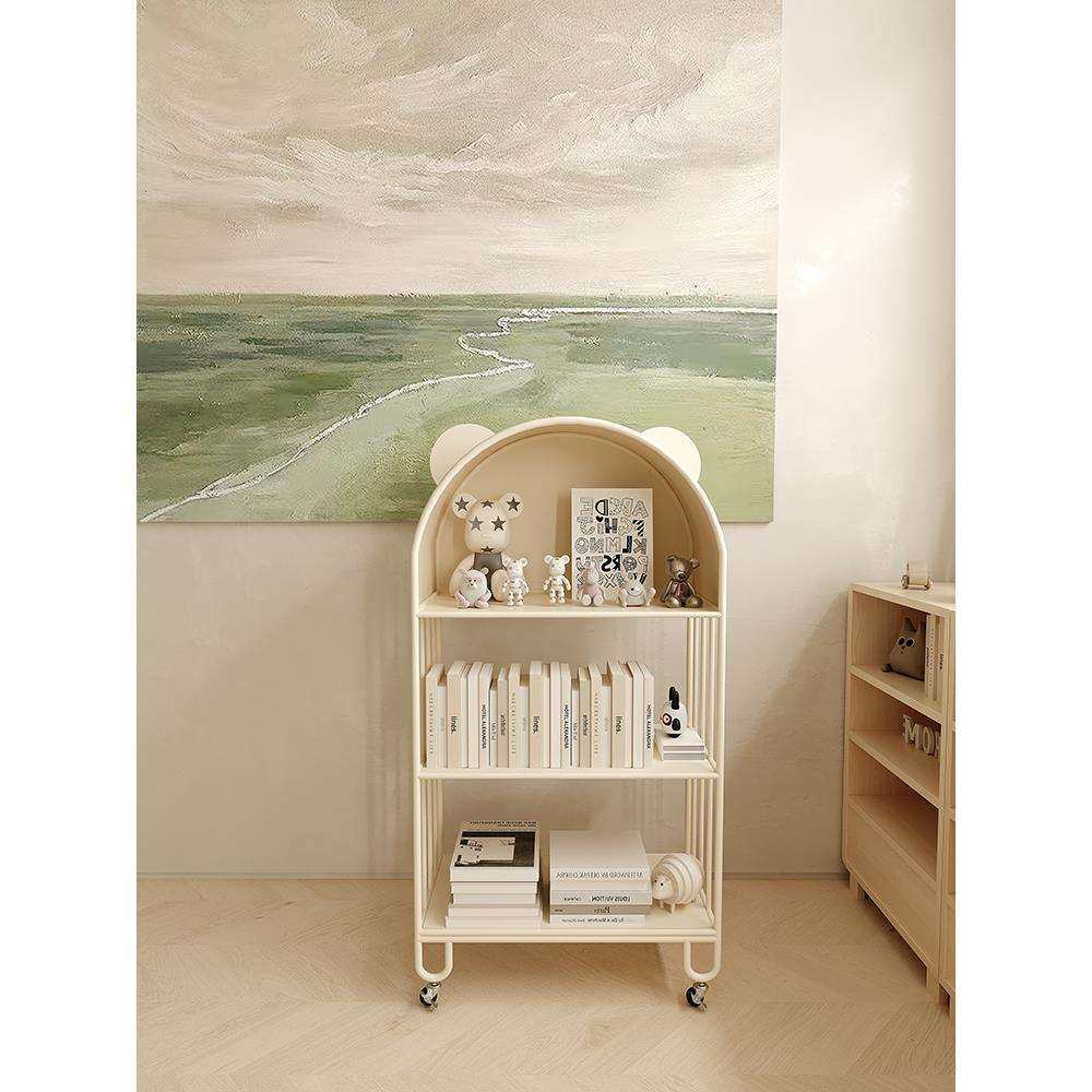 儿童书架铁艺置物架落地可移动靠墙储物柜收纳架客厅卧室书柜飘窗,淘宝优惠券,粉丝福利购,淘宝优惠卷