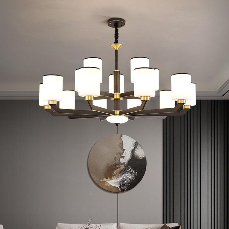 43新中式吊灯铜客厅灯家风用餐厅灯中国别大全厅广东中山古镇灯墅 - 图0