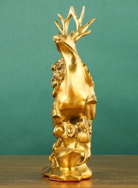 鹿摆件一财路发生财铜梅花摆鹿客厅192酒柜玄关件