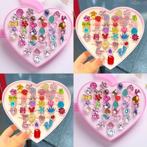 Children's ring cartoon ring cute girl princess rhinestone crystal ring children's jewelry ring baby gift