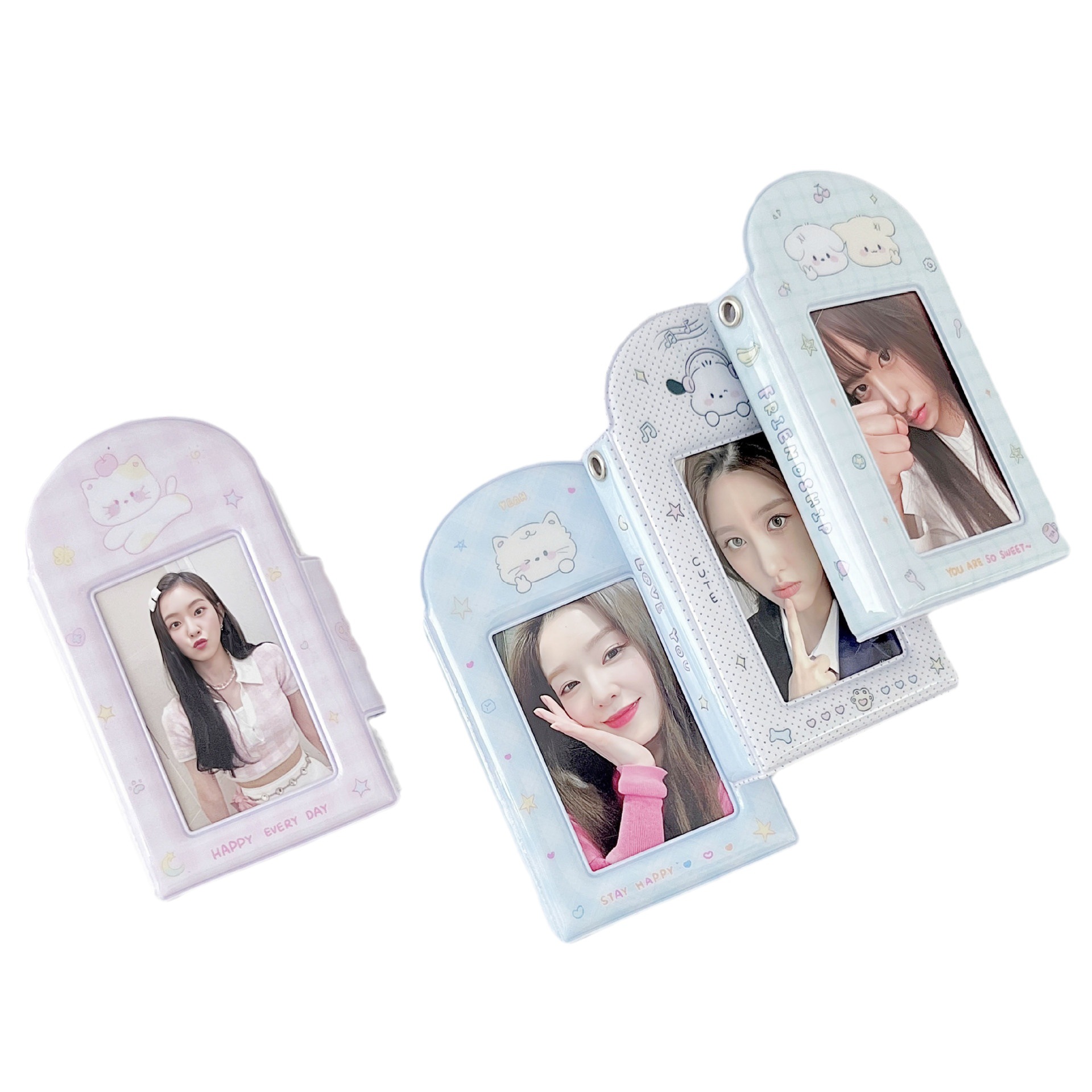 原创ins简约小狗猫咪拍立得卡册照片收纳册三寸相册小卡卡册卡包带挂绳校牌工厂牌钥匙扣卡套一体 - 图3