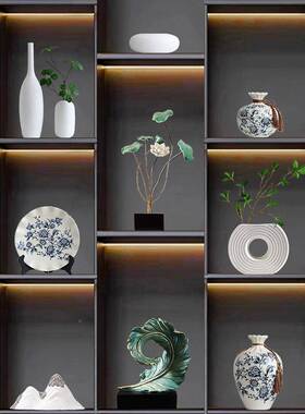 新中摆柜式摆件客厅玄关博古摆设tj#j#lzn客架厅酒办公室软装饰书