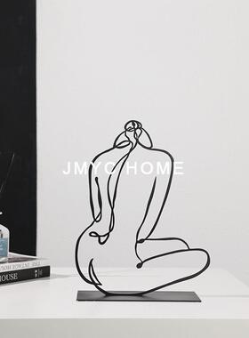 简约轻奢抽铁柜艺物AL670468人艺术摆件象工艺茶几电视床头柜摆设