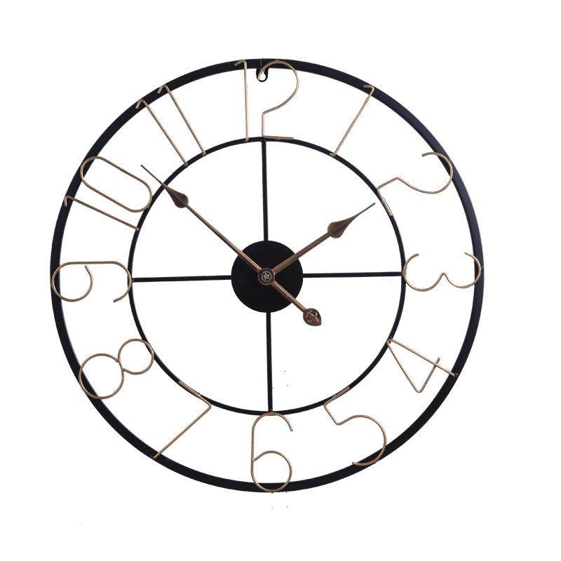 现代简约客厅装饰壁钟铁艺数字静音挂钟24寸圆形大钟艺术钟表 - 图3