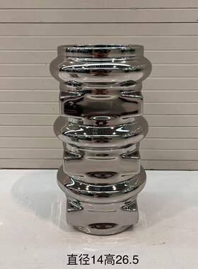 现代简约创意银色陶瓷摆件花瓶北欧白色层叠花器软装饰品样摆设