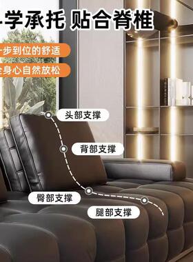 劳伦斯沙发意式极简真皮沙客厅2024新款轻奢皮艺沙发直排沙发复古