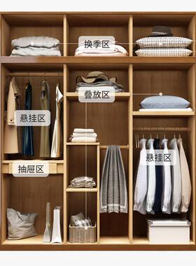实木衣柜家用卧室简约现代新中式开门大衣橱原木储物组合整体柜子