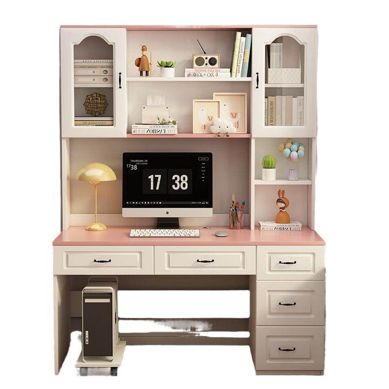 实木书桌书柜一体组合书架家用电脑简约卧室学生学习桌子写字台00,淘宝优惠券,粉丝福利购,淘宝优惠卷