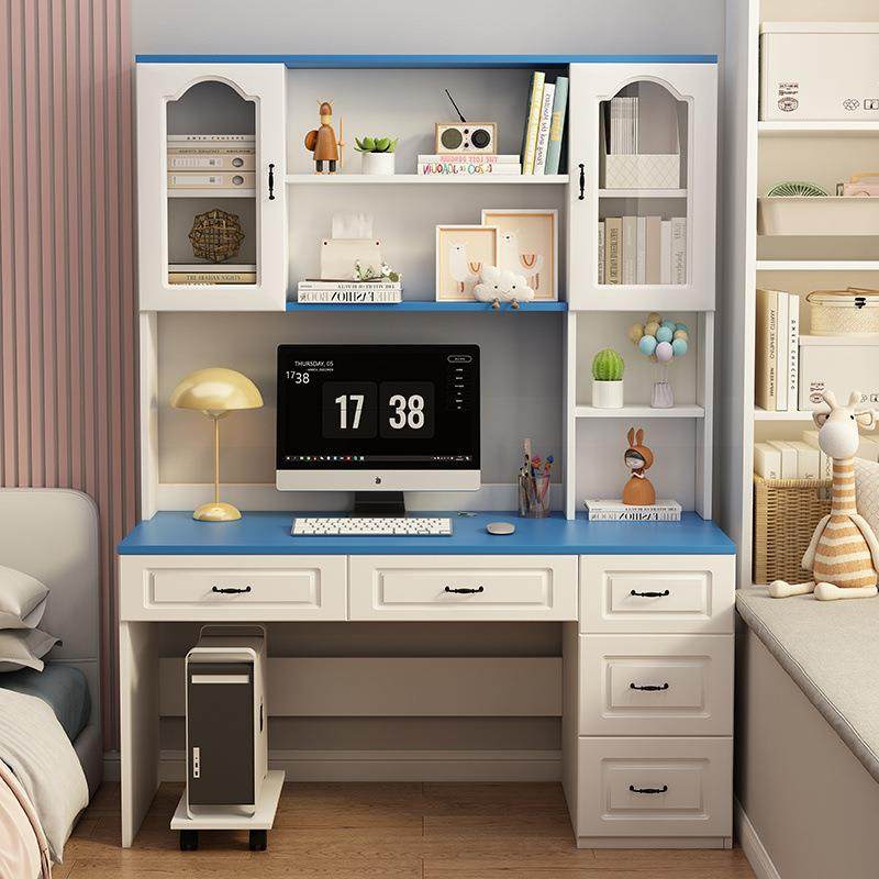 实木书桌书柜一体组合书架家用电脑简约卧室学生学习桌子写字台00,淘宝优惠券,粉丝福利购,淘宝优惠卷