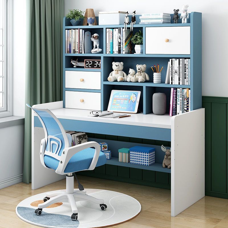 Children's desk bookshelf bookcase integrated primary school student bedroom writing desk study table and chair set home computer desk