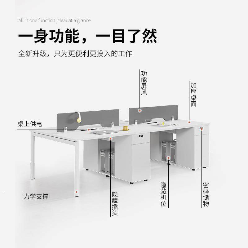 办公桌员工位四人位一体线盒卡座简约现代办公室家具职员桌椅组合,淘宝优惠券,粉丝福利购,淘宝优惠卷