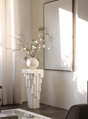 莉莉白法式中古雕塑台玻璃钢底座墩子窄玄关覆古家居艺术落地摆件