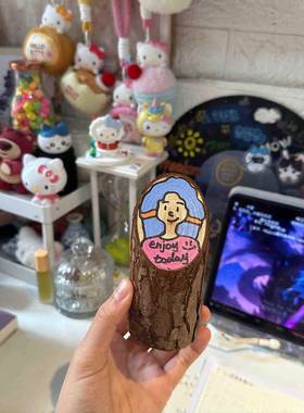 斜木桩创意画画摆件空白小树桩书店咖啡店桌面造景拍照道具装饰品