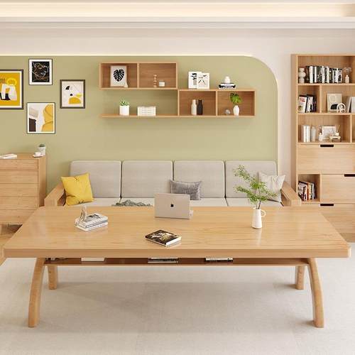 北欧实木大长书桌去客厅化沙发学习桌子书法桌现代简约办公桌原木 - 图2