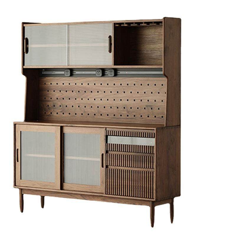 全实木餐边柜现代简约式轻奢型北欧一体靠墙储物柜黑胡桃木茶水柜,淘宝优惠券,粉丝福利购,淘宝优惠卷