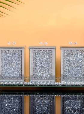 璃跨境403水晶玻璃储罐套装创意物摆欧式家居桌面收纳玻罐水晶玻