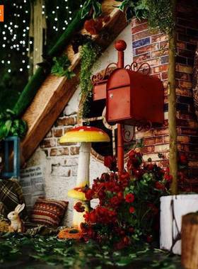 界百美式BJ1197复古铁艺信箱落地带墅锁邮筒室外防雨信箱报别邮箱