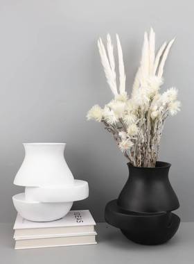 现代极简创错位花瓶样板房居插客意厅干花0685器装饰树脂家工艺品