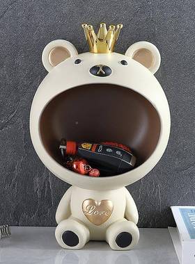 可爱563熊壁关挂式纳收入户玄门口钥匙收纳多功能免打壁装孔饰摆