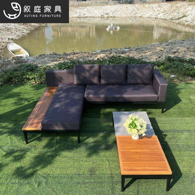 花园庭院室外外摆柚木实木沙发户外景区民宿防水防晒休闲躺床组合,淘宝优惠券,粉丝福利购,淘宝优惠卷
