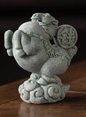 创意青砂石马上有20251006大钱生茶宠家摆件国潮居客桌面厅鱼缸肖