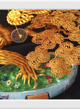 手工制作招财树客厅办公室店铺开业装饰礼品摇钱树招财摆件盆景