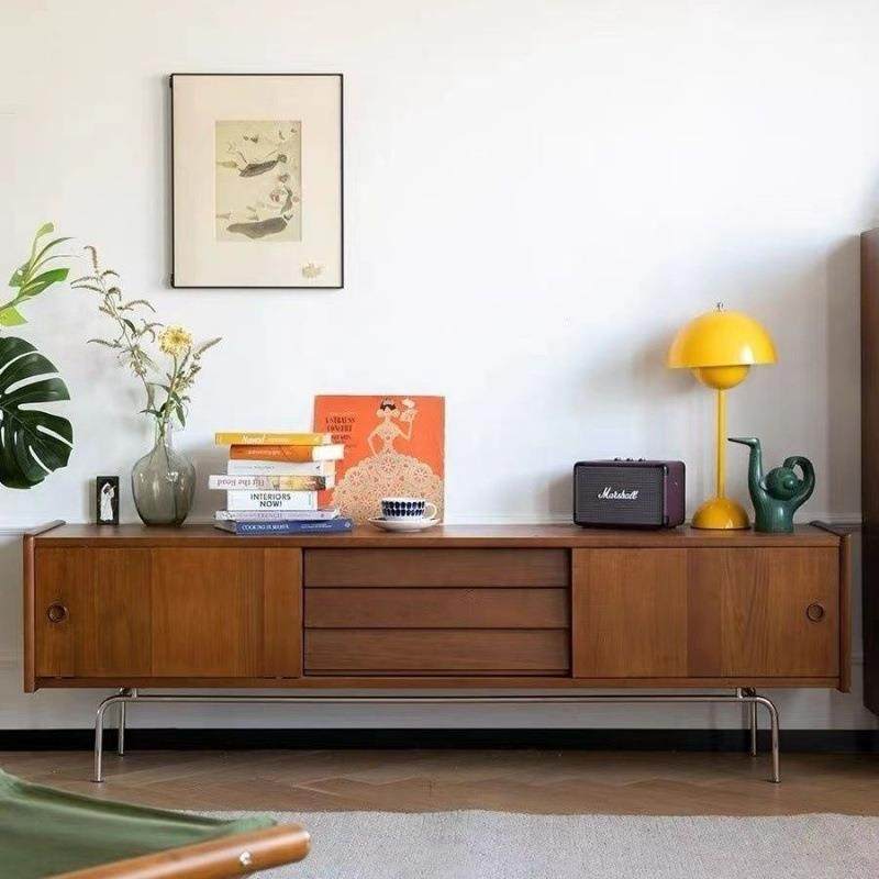 柜日式实木中古电视柜厅小户型客地柜拉推门复古电视-复古风落地,淘宝优惠券,粉丝福利购,淘宝优惠卷