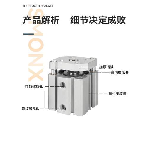 TACQ三轴三杆薄型气缸带导杆小型气动20/25/32/40/50*63-80/100 - 图1