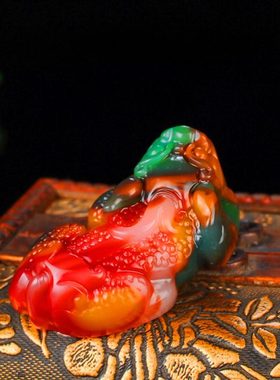 玉翡缘玉器新疆和田玉彩玉貔貅吊坠男女款玉石皮丘红白黄绿玉金