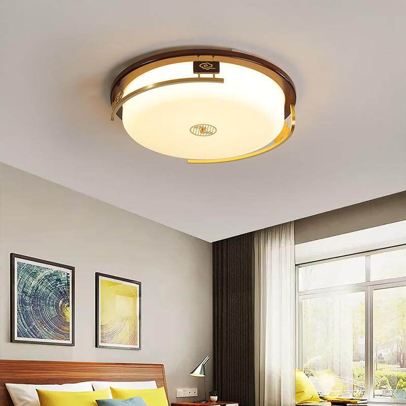 新中式吸顶灯客厅书房超薄乌檀木现代简约中国风全铜卧室LED灯具,淘宝优惠券,粉丝福利购,淘宝优惠卷