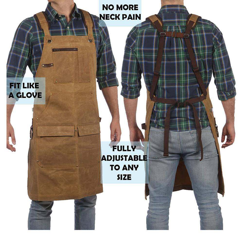 多袋油帆布工作围裙带工具袋油背带蜡和可调口防防污94293耐磨款,淘宝优惠券,粉丝福利购,淘宝优惠卷