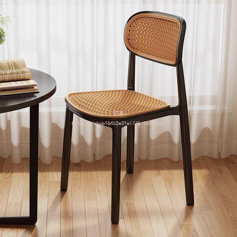 225新-款餐椅靠背塑料藤编子家0用休闲椅备凳用凳子可叠放板商椅,淘宝优惠券,粉丝福利购,淘宝优惠卷