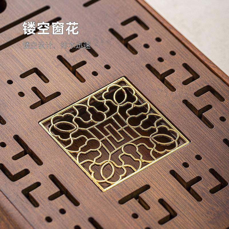 天然实木茶盘带排水家用小茶台新中式沥水盘木质茶托盘长方形茶海,淘宝优惠券,粉丝福利购,淘宝优惠卷