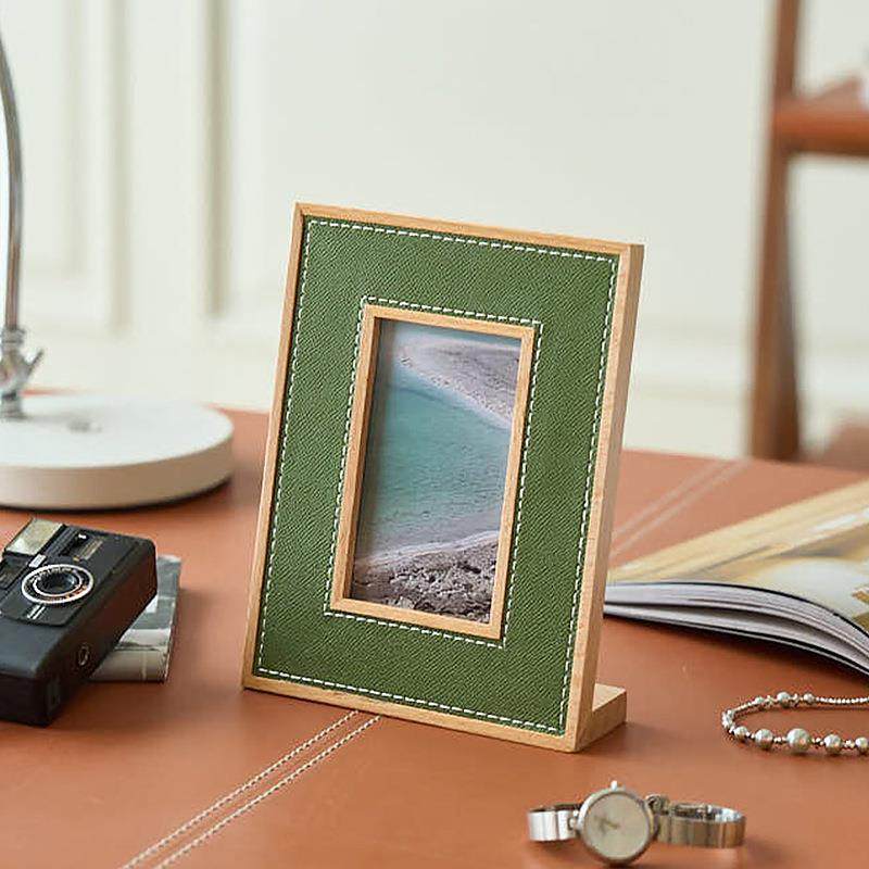 简约轻奢现代皮革相框实木经典6寸7寸样板间相框台面置物架摆件,淘宝优惠券,粉丝福利购,淘宝优惠卷