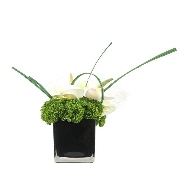 新中式简约仿真花插花玻璃花艺摆件现代样板房桌面绢花花瓶装饰品,淘宝优惠券,粉丝福利购,淘宝优惠卷