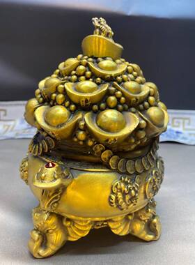 全铜聚宝盆摆件金蟾饰元宝装品象2685658足聚宝盆客厅铜店铺家居