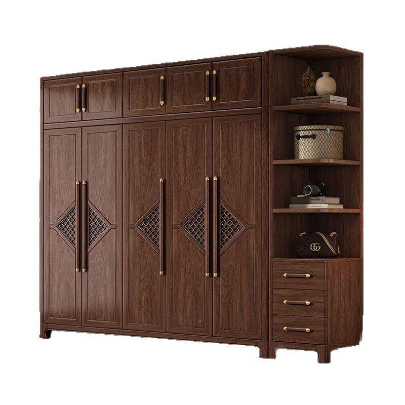 新中式衣柜小户型用大容量黑胡桃全实室木组合主卧现819代衣简约家橱,淘宝优惠券,粉丝福利购,淘宝优惠卷