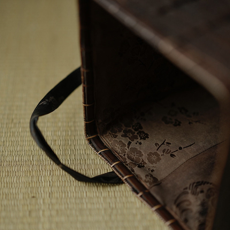 Japanese handmade bamboo tea set box tea set storage basket household tea room cup pot dust bag portable tea box