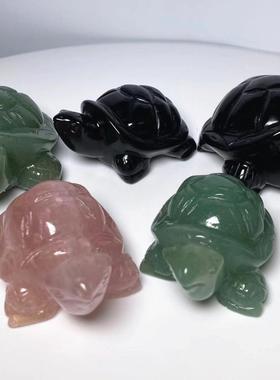 晶详咨询客黑曜石乌龟件粉水东陵玉饰长寿摆龟装摆设