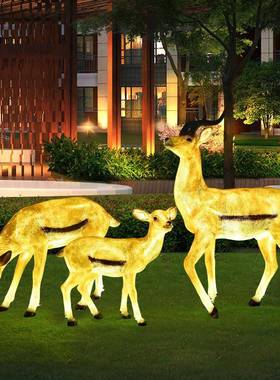 仿真物发藏羚羊摆院件景光观工艺品花园动林庭户外装饰玻藏羚羊璃