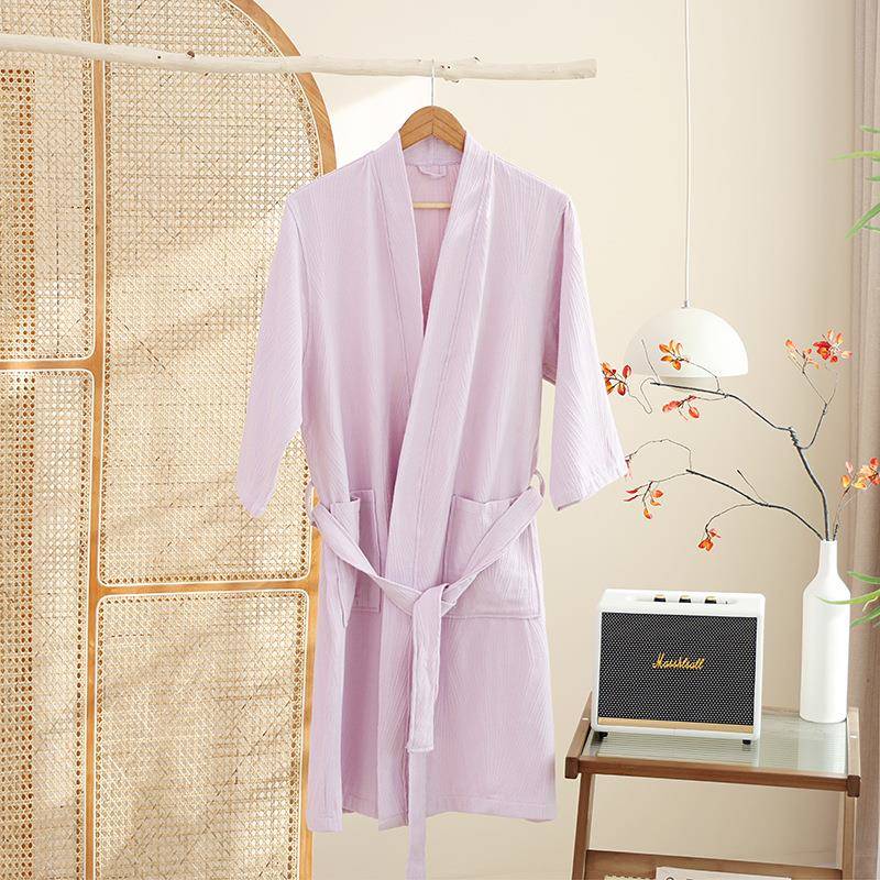 纯浴袍新款棉布浴袍四季款成人情侣通用浴艺袍家纯棉吸水XJS汗蒸 - 图2