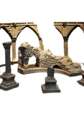 冬官F87T9M58手作泥鱼缸景摆件造装饰品苔藓微景水观废盆墟建筑物