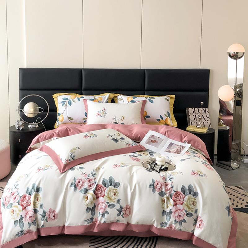 61K3式田园风长居绒棉南纯棉四件套美QTB贡缎通家被单床上 - 图0